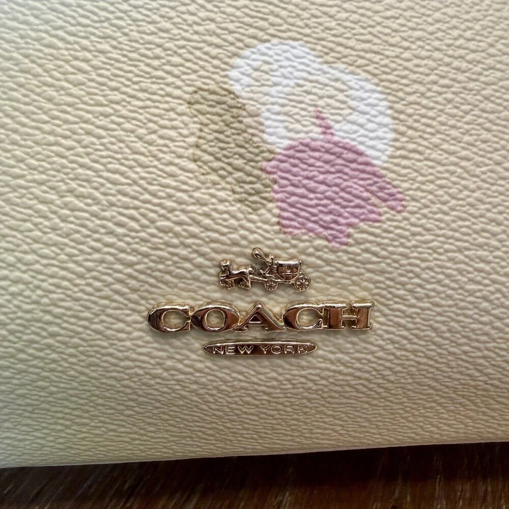 Coach 37588 Taylor Beachwood Floral Leather Crossbody Bag Beige Medium
